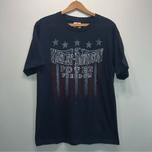 Harley Davidson T Shirt Mens Medium Faded Black Cotton Atlanta